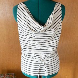 INC International Concepts Cowl Neck White w. Blk Striped Tank Top womens L